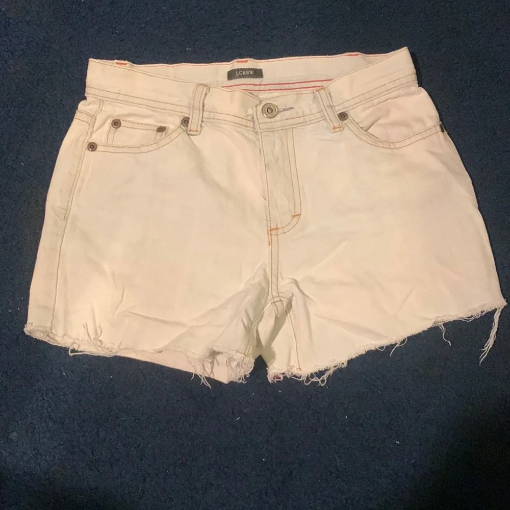 J. crew Woman’s Bleached White Cut Off Mom Jean Shorts